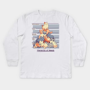 Hierarchy of Needs // Cats, Psychology, Maslow Pyramid Kids Long Sleeve T-Shirt